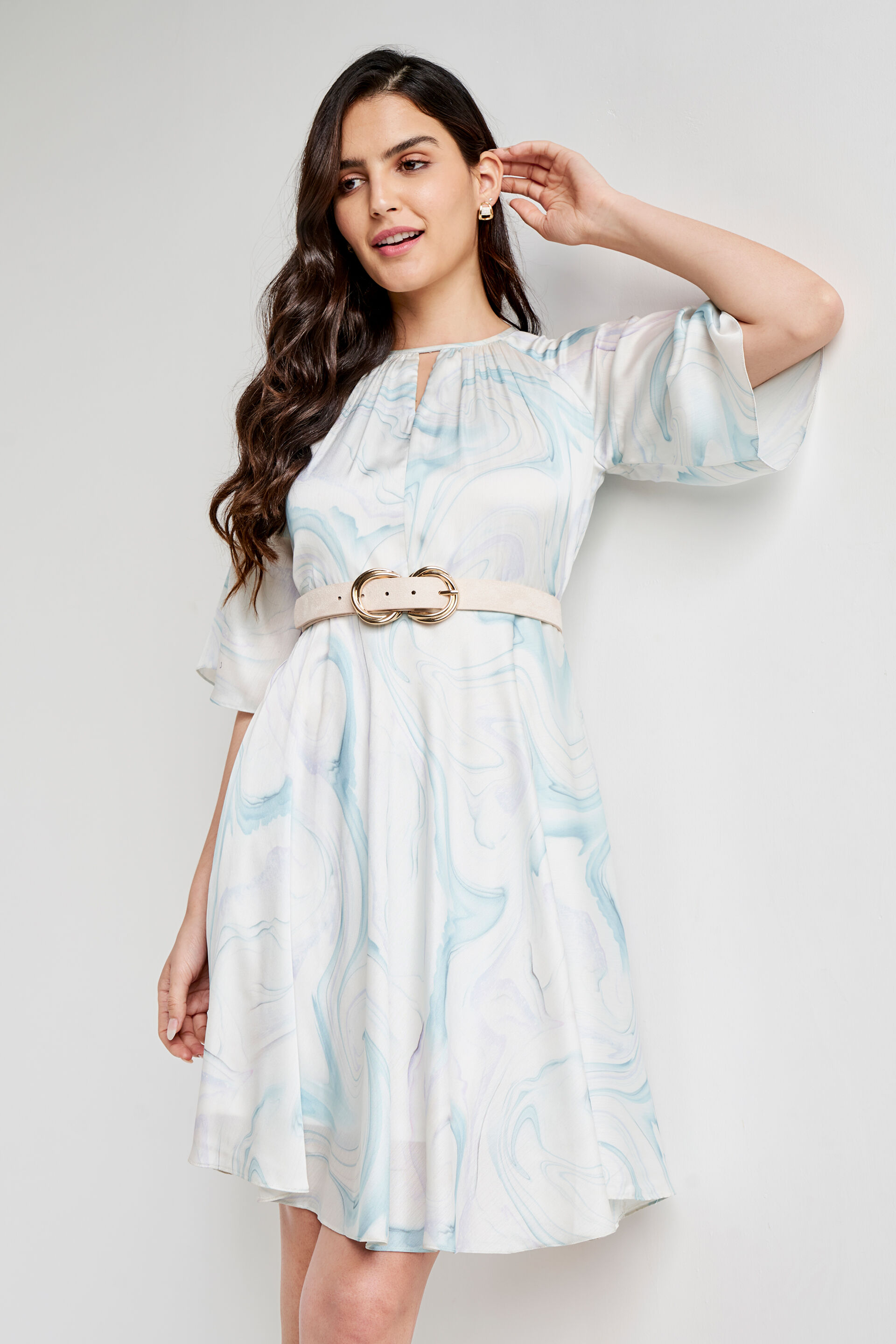 Multi Color Abstract Curved Dress, Multi Color, image 2